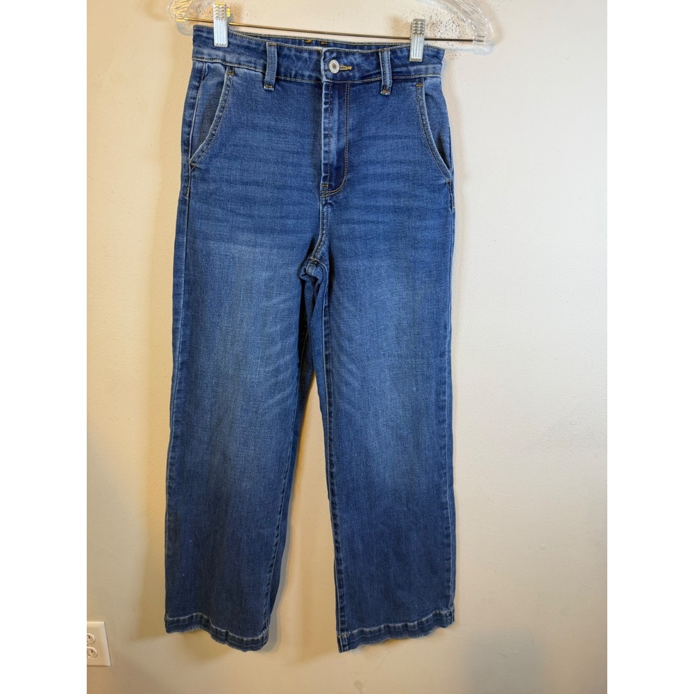 KanCan Womens Wide Leg High Rise Stretch Denim Jeans Blue Size 25